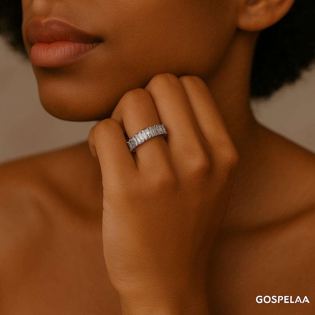 Bold diamond silver eternity ring