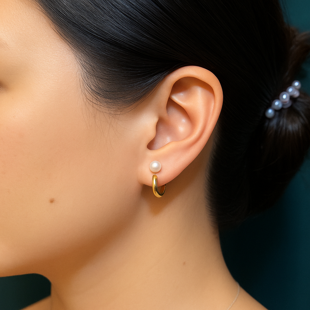 Vintage Round Pearl Hoops