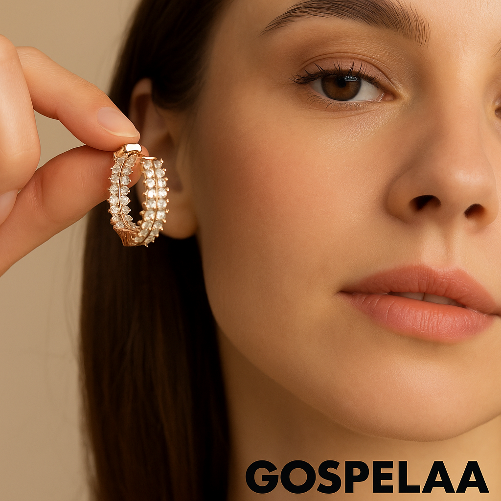 Luxury Diamond huge hoops (Rose Gold)